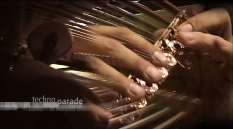 A screenshot from the DVD performance of 'Techno-Parade'. © 2005 BMG France