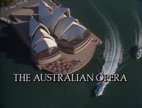 Sydney Opera House from the air, as shown at the start of 'Adriana Lecouvreur'. DVD screenshot © Opus Arte