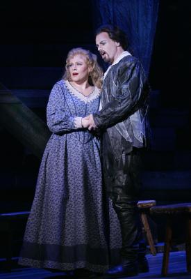 Oksana Krovytska as Senta and Kristopher Irmiter as the Dutchman. Photo © 2006 Scott Humbert