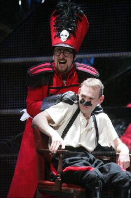 Daniel Auchinloss as the Police Inspector and Jeremy Huw Williams as Kovalyov. Photo © 2006 Alastair Muir