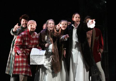 The cast of The Opera Group's production of Shostakovich's 'The Nose'. Photo © 2006 Alastair Muir