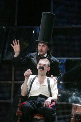 Simon Wilding as The Doctor (top) with Jeremy Huw Williams as Kovalyov. Photo © 2006 Alastair Muir