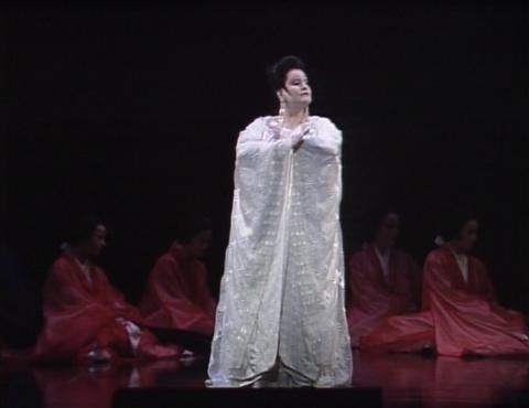 Ealynn Voss in the title role of Puccini's 'Turandot', in a scene from Act III. DVD screenshot © 2006 Opus Arte