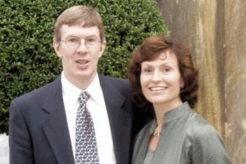 Professor William Kinderman with his wife, Dr Katherine Syer, outside the Festspielhaus. Photo © 2005 Malcolm Miller