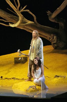 Rod Gilfry (Prospero) and Patricia Risley (Miranda) in the Santa Fe Opera production of 'The Tempest'. Photo © 2006 Ken Howard