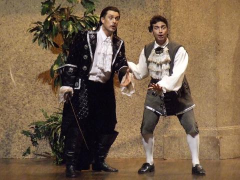 Vytautas Juozapaitis (Don Giovanni) and Italian bass-baritone Stefano DePeppo (Leporello). Photo © 2006 Robin Grant