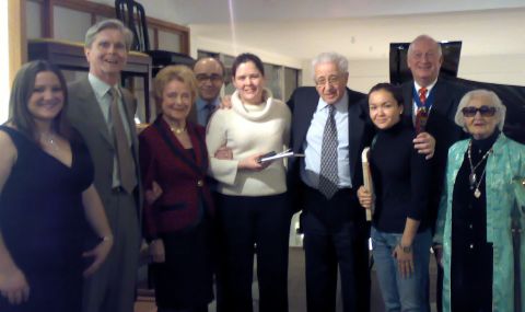 From left to right: Gemma Beeson, Malcolm Troup, Eugenie Maxwell, Alberto Portugheis, Samantha Ward, Peter Frankl, Sholpan Sharbakova, Andreas Prindl and Carola Grindea. Photo © 2006 Fiona Clarey