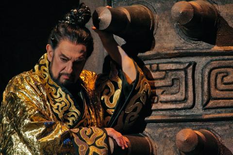 Placido Domingo in the title role of Tan Dun's 'The First Emperor'. Photo © 2007 Ken Howard/Metropolitan Opera