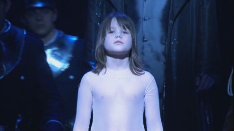 The appearance of the naked boy at the end of Wagner's 'Lohengrin'. DVD screenshot © 2006 Festspielhaus Baden-Baden/NHK/Opus Arte