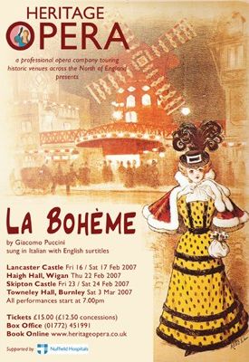 Handbill for Heritage Opera's 2007 touring production of Puccini's 'La Bohème'