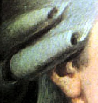 A detail from Barbara Krafft's portrait of Mozart