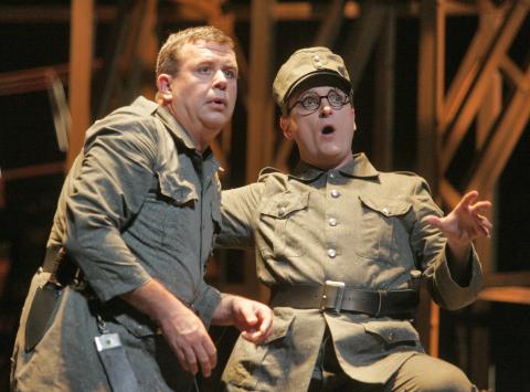 Franz Hawlata as Wozzeck and Joel Sorensen as Andres in the San Diego Opera production of 'Wozzeck'. Photo © 2007 Cory Weaver