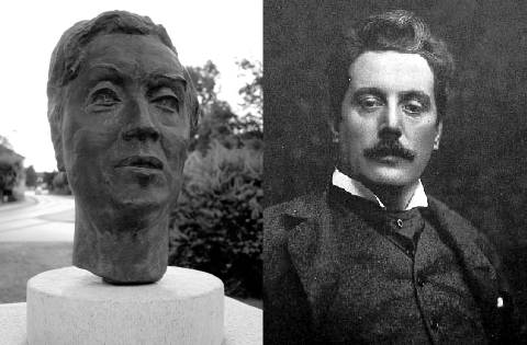 Alban Berg (bust at Schiefling, left) and Giacomo Puccini