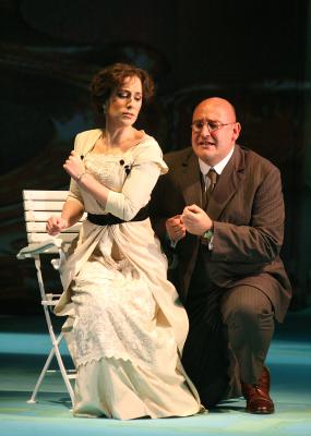Katherine Rohrer as Pauline and Jeffrey Lloyd Roberts as Alexei. Photo © 2007 Alistair Muir