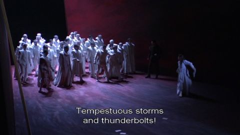 Tempestuous storms and thunderbolts! Desdemona (Krassimira Stoyanova) and members of the chorus at the start of Act 1 of Verdi's 'Otello'. DVD screenshot © 2006 Opus Arte/Gran Teatre del Liceu