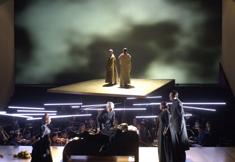 Bracha van Doesburgh (Carrie Pringle), Johan Leysen (Wagner, lying down), Catherine ten Bruggencate (Cosima), Jane Oakland (Housemaid), Charles van Tassel (Doctor Keppler) and, at the back, Dale Duesing (Buddha) and Matthew Best (Vairochana). Photo © 2007 Clärchen and Matthias Baus