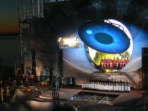 A scene from Puccini's 'Tosca' at the Bregenz Festival. Photo © 2007 Philip Crebbin