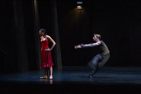 Benazir Hussain (Carmen) and Daryl Brandwood (Jose) in the finale of WAB's 'Carmen'. DVD screenshot © ABC 2002 