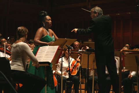 Christin-Marie Hill and the Tanglewood Music Center Orchestra conducted by Stefan Asbury perform William Bolcom's 'Whitman Triptych' on 1 August 2007. Photo © 2007 Hilary Scott 