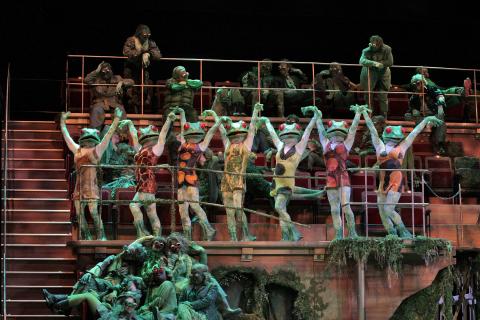 The Corps de frog ballet from Rameau's 'Platée' at Santa Fe Opera. Photo © 2007 Ken Howard 
