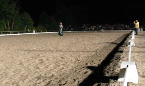 Thann's Olympic-size dressage arena served as the stage for the floodlit classical music performances. Photo © 2007 Philip Crebbin 