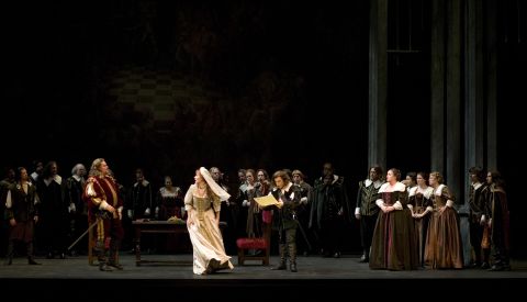 From left to right, Weston Hurt (Enrico), Laura Whalen (Lucia) and Mark T Panuccio (Edgardo) in Arizona Opera's production of Gaetano Donizetti's opera 'Lucia di Lammermoor'. Photo © 2007 Tim Fuller 