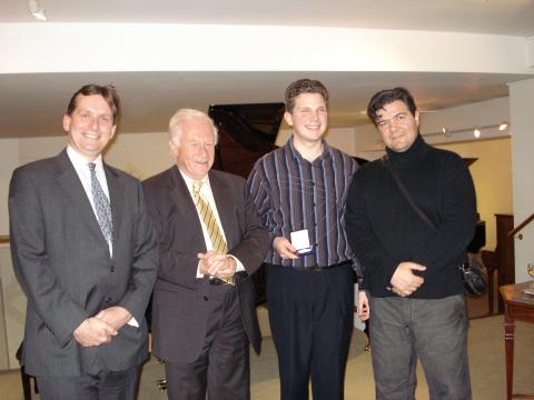 Prize winner Jayson Gillham with the jury: left to right, Murray McLachlan, Steven Savage and Dejan Sinadinovic. Photo © 2007 F Clarey