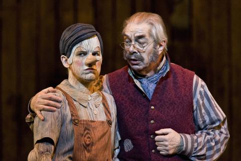 Victoria Simmonds as Pinocchio and Jonathan Summers as Geppetto. Photo © 2007 Clive Barda