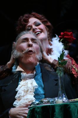 Whatever Musetta wants, Musetta gets. Lisanne Norman as Musetta with Jeffery Stevens as Alcindoro. Photo © 2007 Victor Massaro