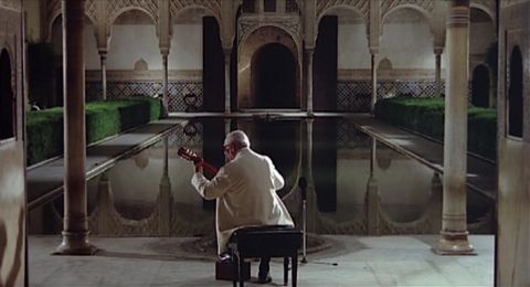 Andrés Segovia playing at Alhambra. Screenshot © 2005 Opus Arte/Allegro Films