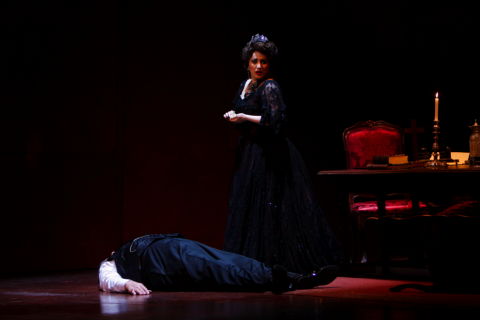 Georgina Lukács and Juan Pons in the Los Angeles Opera performance of 'Tosca'. Photo © 2008 Robert Millard