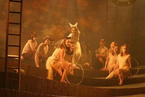 Ella Kirkpatrick as the Vixen with the Fox Cubs, in Longborough Festival Opera's production of 'The Cunning Little Vixen'. Photo © 2008 Michael Dyer 