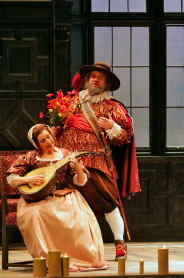 Claire Rutter as Alice Ford and Anthony Michaels-Moore as Sir John Falstaff in Verdi's 'Falstaff' at Santa Fe Opera. Photo © 2008 Ken Howard 