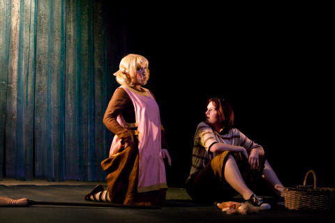 Ana James as Gretel and Anna Pierard as Hansel in the 2008 New Zealand Opera production of 'Hansel and Gretel'. Photo © 2008 Adrian Malloch 