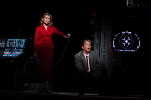 Ruxandra Donose (Veronica Quaife) and Daniel Okulitch (Seth Brundle) in 'The Fly' at Los Angeles Opera. Photo © 2008 Robert Millard 