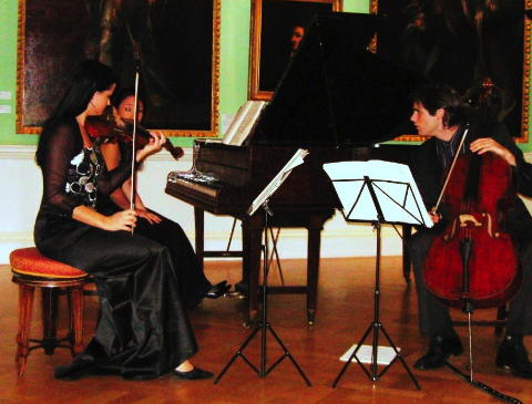 The Greenwich Trio at London's Foundling Museum - from left to right: Lana Trotovsek, violin, Yoko Misumi, piano and Stjepan Hauser, cello