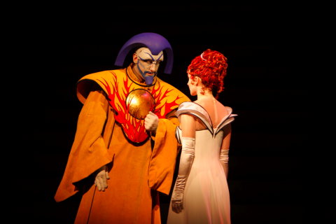 Günther Groissböck as Sarastro and Marie Arnet as Pamina in 'The Magic Flute'. Photo © 2009 Robert Millard