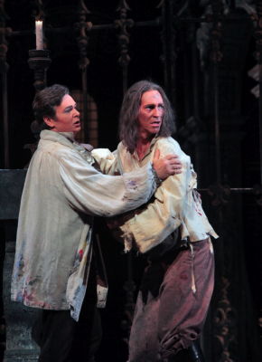 Marcus Haddock as Mario Cavaradossi and Jamie Offenbach as Angelotti in San Diego Opera's production of 'Tosca'. Photo © 2009 Ken Howard