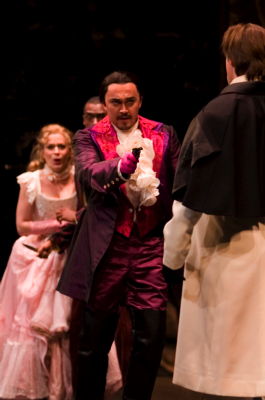 Sari Gruber as Zerlina, Robert Gierlach as Don Giovanni and Jonathan Boyd as Don Ottavio in Arizona Opera's production of 'Don Giovanni'. Photo © 2009 Tim Fuller
