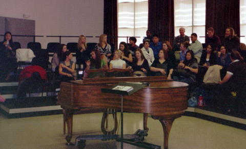 Members of the LMU choruses on tour in northern California during an informal exchange with the choir at San Francisco's St Ignatius High School