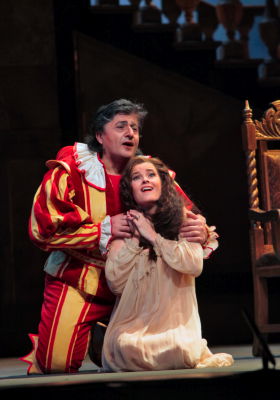 Lado Ataneli as Rigoletto and L'ubica Vargicová as Gilda in San Diego Opera's production of 'Rigoletto'. Photo © 2009 Ken Howard