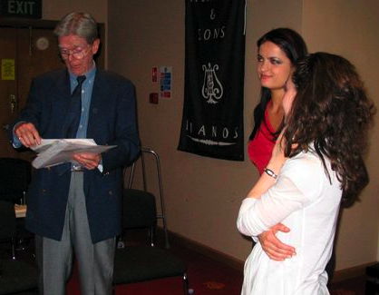 Malcolm Troup presents the award to Lana Trotovsek and Gayane Gasparyan. Photo © 2009 Harry Atterbury
