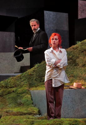 Laurent Naouri as Germont and Natalie Dessay as Violetta in Santa Fe Opera's production of 'La traviata'. Photo © 2009 Ken Howard