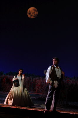 Giuseppe Filianoti as Nemorino and Nino Machaidze as Adina in L A Opera's 'The Elixir of Love'. Photo © 2009 Robert Millard