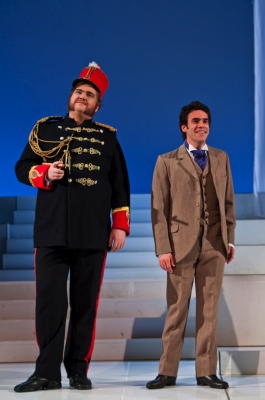 Aaron Alphonsus McAuley as Blansac and Carlos Nogueira as Dorvil in British Youth Opera's 'La Scala di Seta'. Photo © 2009 Clive Barda