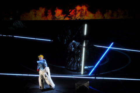 Vitalij Kowaljow as The Wanderer and John Treleaven in the title role of Wagner's 'Siegfried' at Los Angeles Opera. Photo © 2009 Monika Rittershaus
