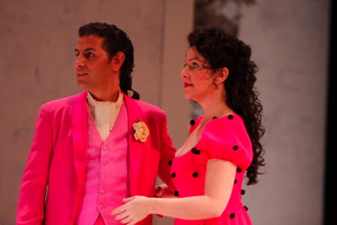 Juan Diego Florez as Almaviva and Joyce DiDonato as Rosina in Los Angeles Opera's 'The Barber of Seville'. Photo © 2009 Robert Millard