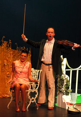 Stefanie Kemball-Read as Euridice and David Newman as Orpheus in Act 1 Scene 1 of Offenbach's 'Orpheus in the Underworld' at Kentish Opera. Photo © 2009 Ken Brown